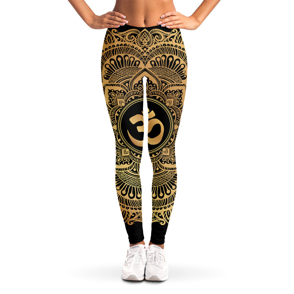 Gold Om Mandala Print Women's Leggings