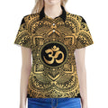 Gold Om Mandala Print Women's Polo Shirt