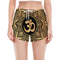 Gold Om Mandala Print Women's Split Running Shorts