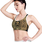 Gold Om Mandala Print Women's Sports Bra
