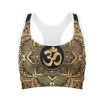 Gold Om Mandala Print Women's Sports Bra