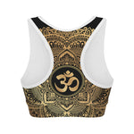 Gold Om Mandala Print Women's Sports Bra