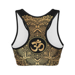 Gold Om Mandala Print Women's Sports Bra