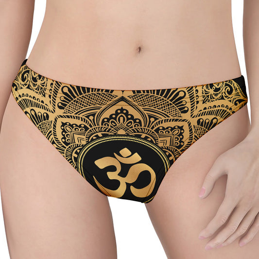 Gold Om Mandala Print Women's Thong