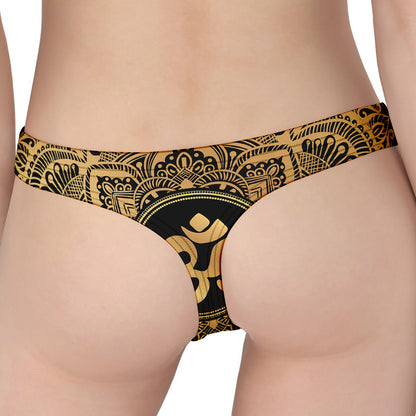Gold Om Mandala Print Women's Thong