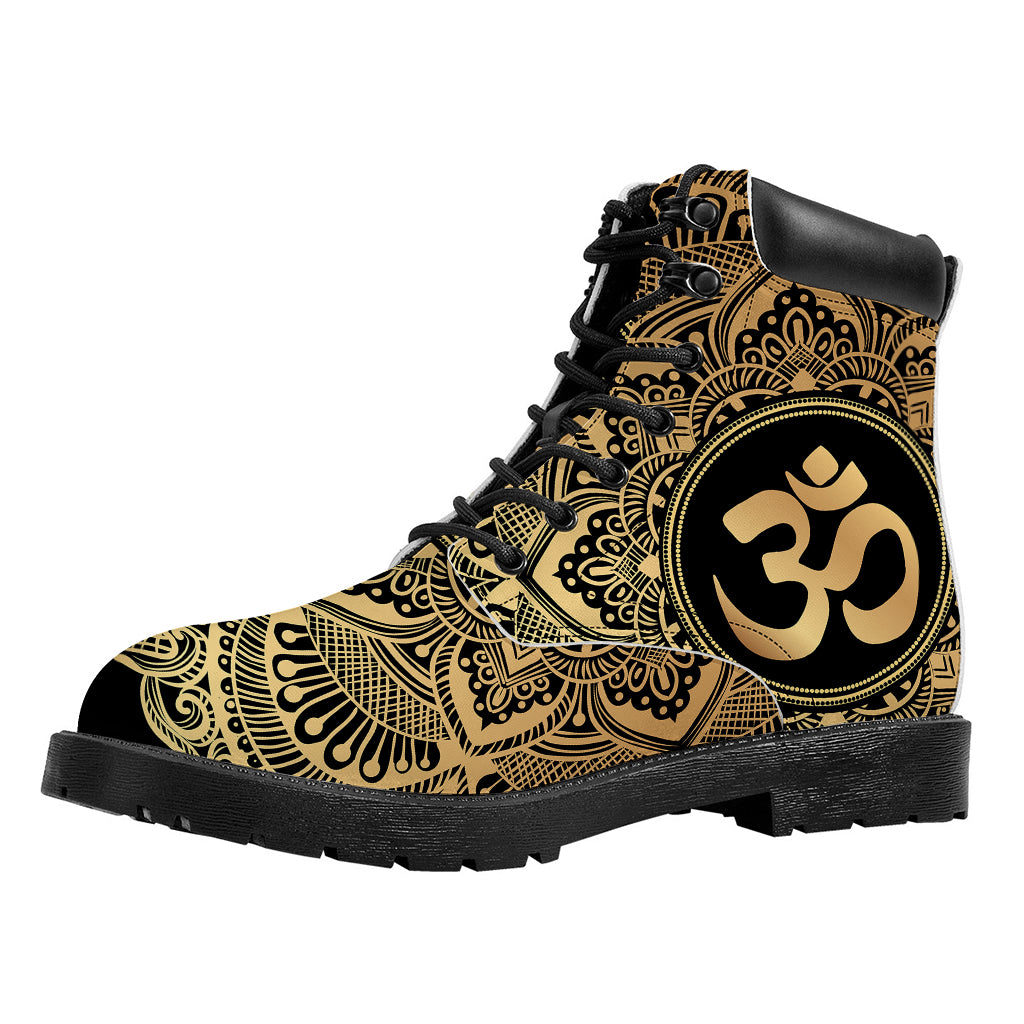 Gold Om Mandala Print Work Boots
