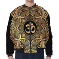 Gold Om Mandala Print Zip Sleeve Bomber Jacket
