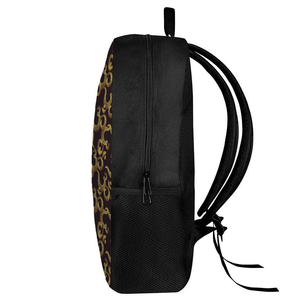 Gold Om Symbol Pattern Print 17 Inch Backpack