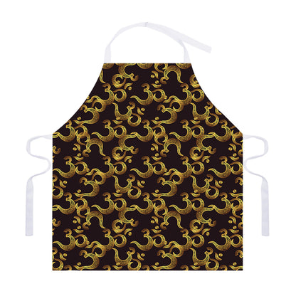 Gold Om Symbol Pattern Print Adjustable Apron