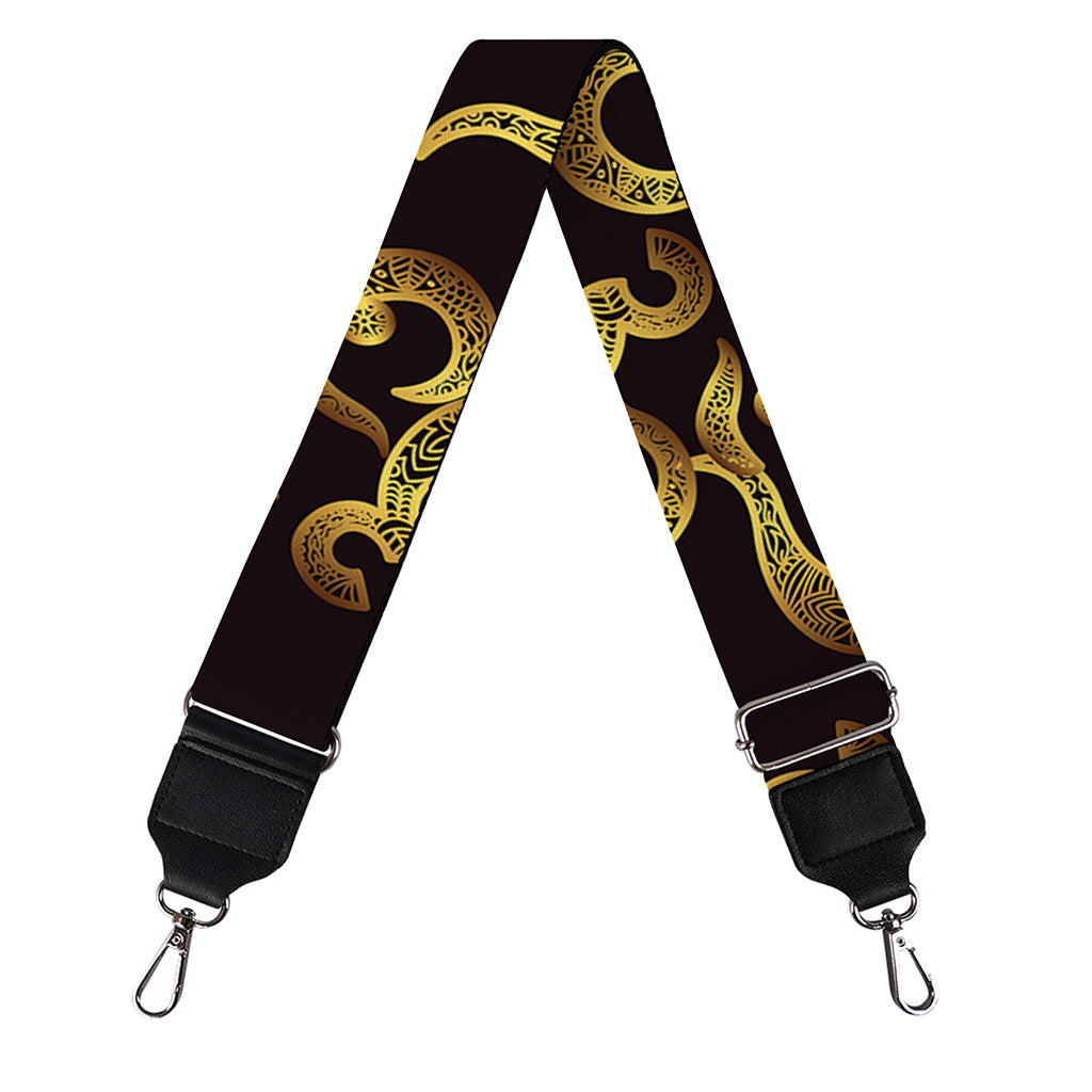 Gold Om Symbol Pattern Print Bag Strap