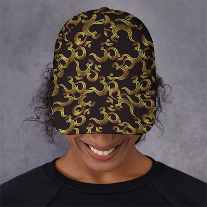 Gold Om Symbol Pattern Print Baseball Cap