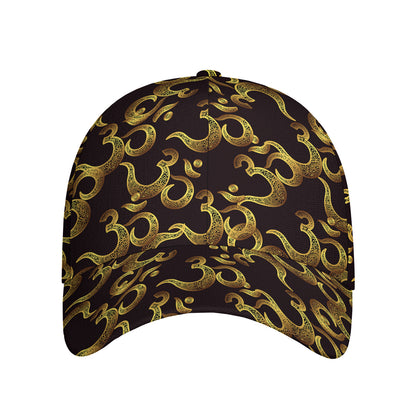 Gold Om Symbol Pattern Print Baseball Cap