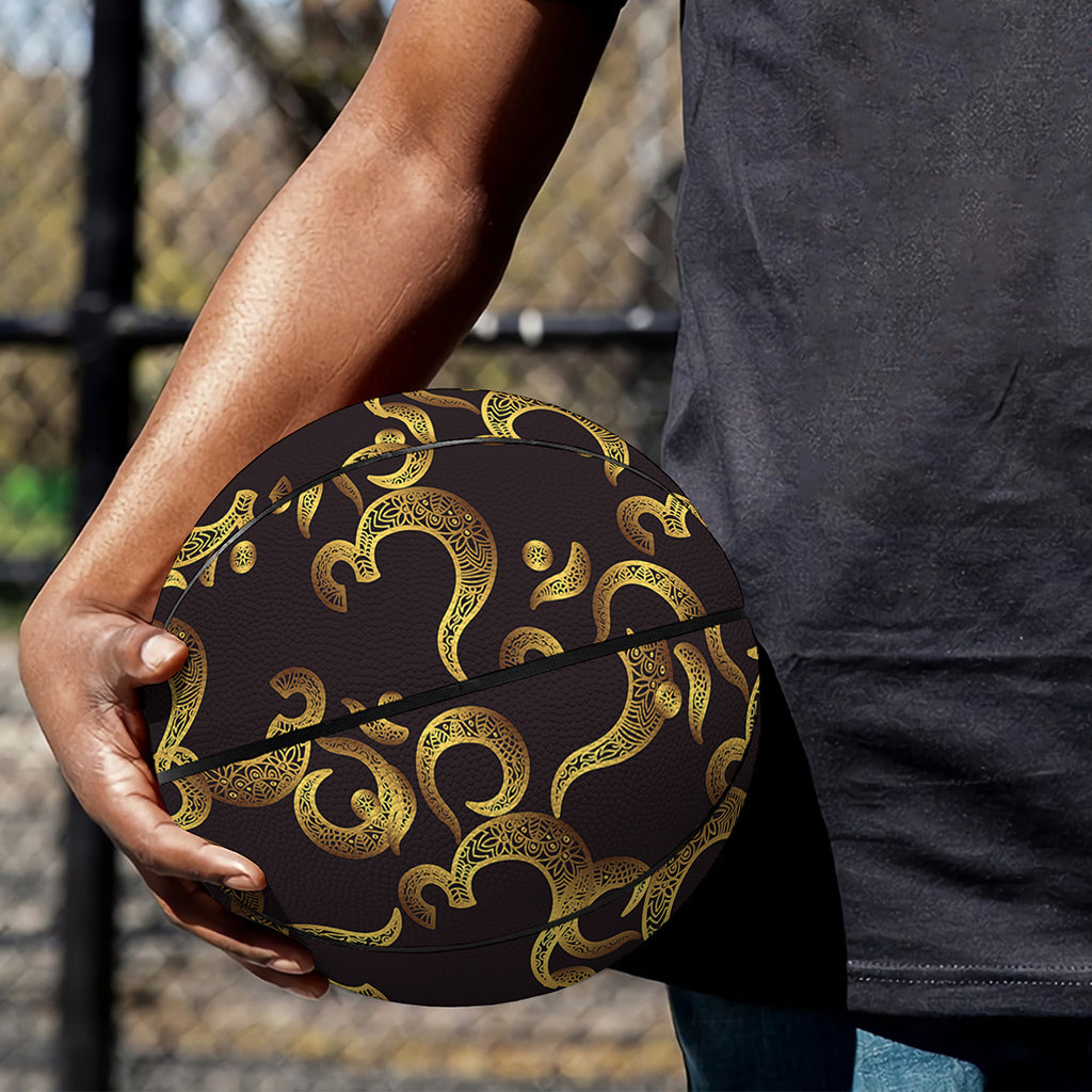 Gold Om Symbol Pattern Print Basketball