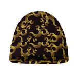 Gold Om Symbol Pattern Print Beanie