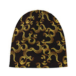 Gold Om Symbol Pattern Print Beanie