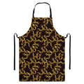 Gold Om Symbol Pattern Print Bib Apron With Pocket