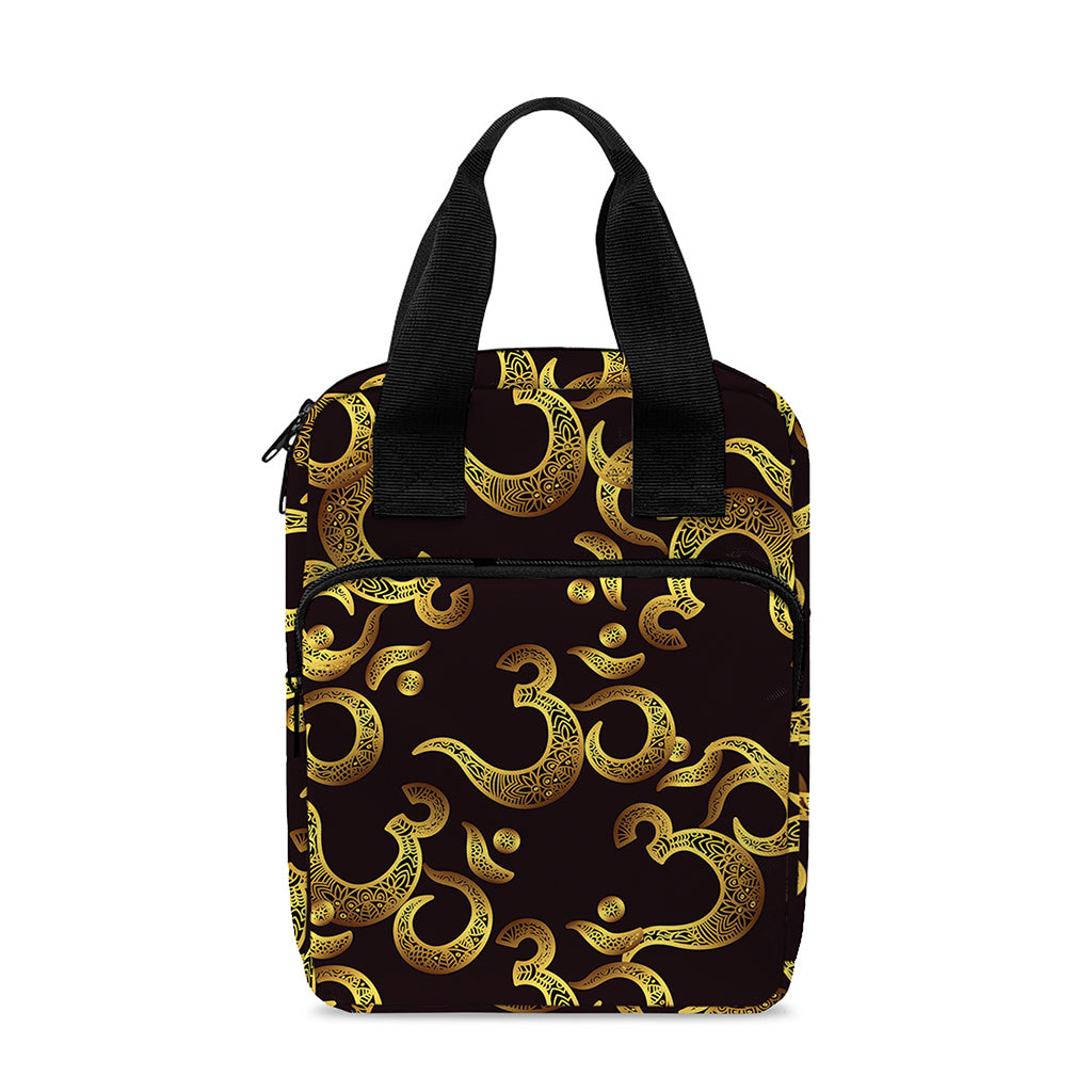 Gold Om Symbol Pattern Print Bible Tote Bag
