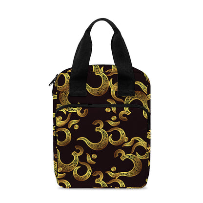 Gold Om Symbol Pattern Print Bible Tote Bag