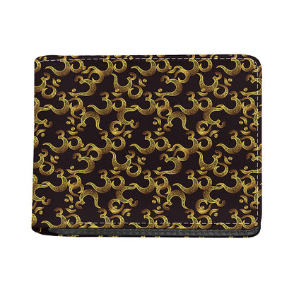 Gold Om Symbol Pattern Print Bifold Wallet