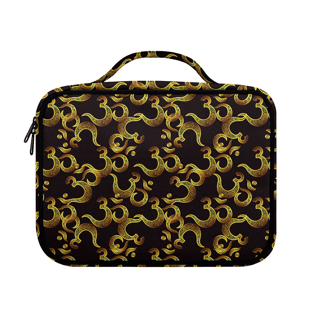 Gold Om Symbol Pattern Print Briefcase Bible Bag
