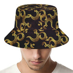 Gold Om Symbol Pattern Print Bucket Hat