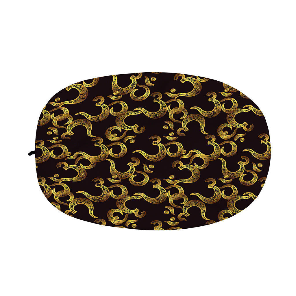 Gold Om Symbol Pattern Print Car Side Mirror Covers