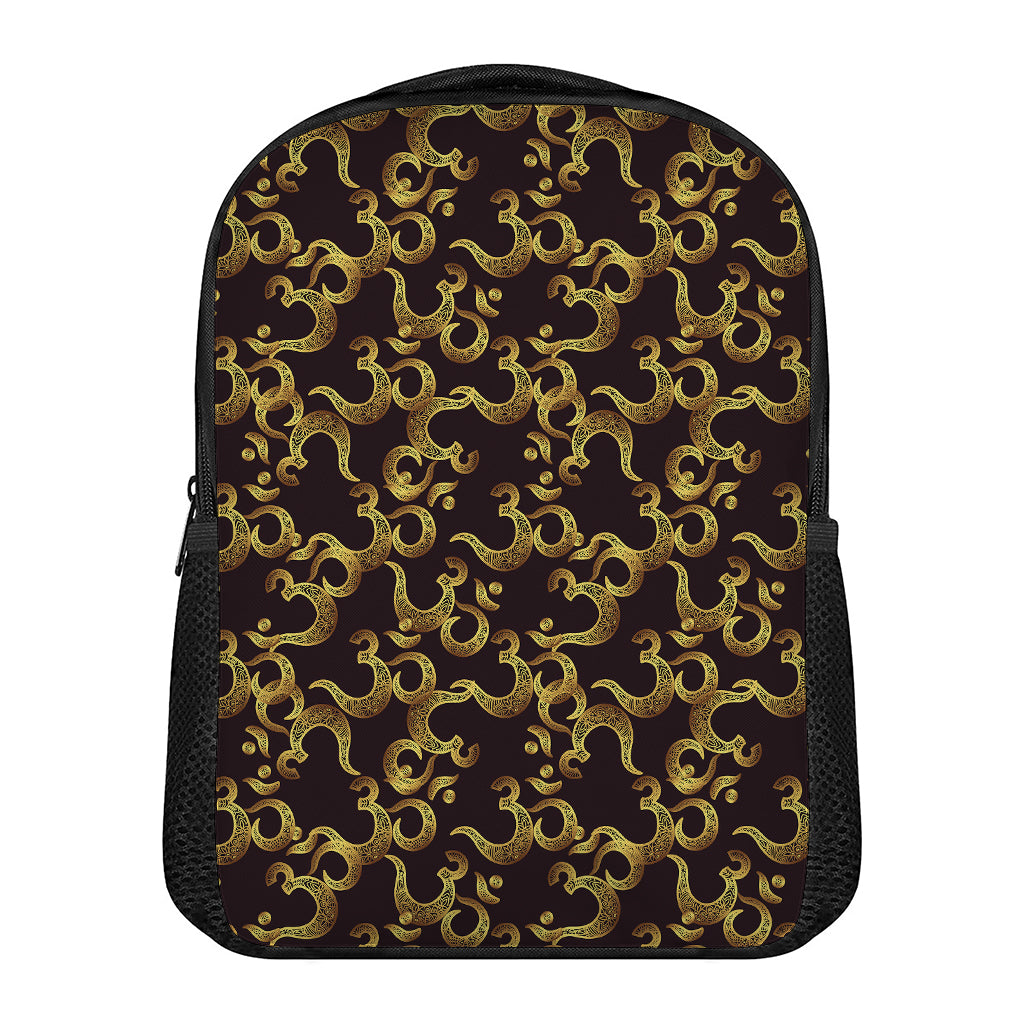 Gold Om Symbol Pattern Print Casual Backpack