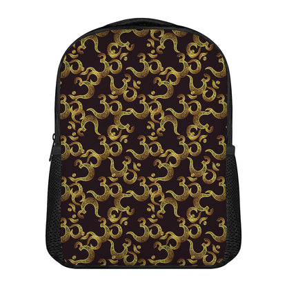 Gold Om Symbol Pattern Print Casual Backpack