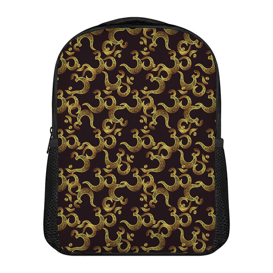 Gold Om Symbol Pattern Print Casual Backpack