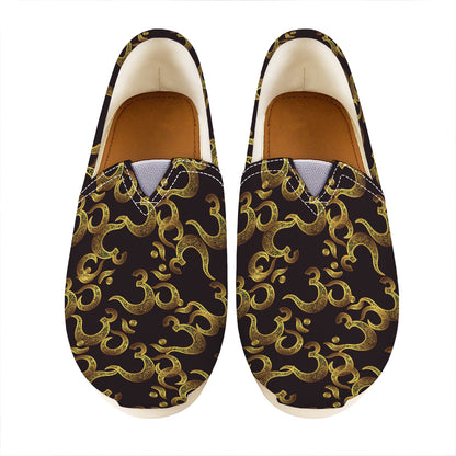 Gold Om Symbol Pattern Print Casual Shoes