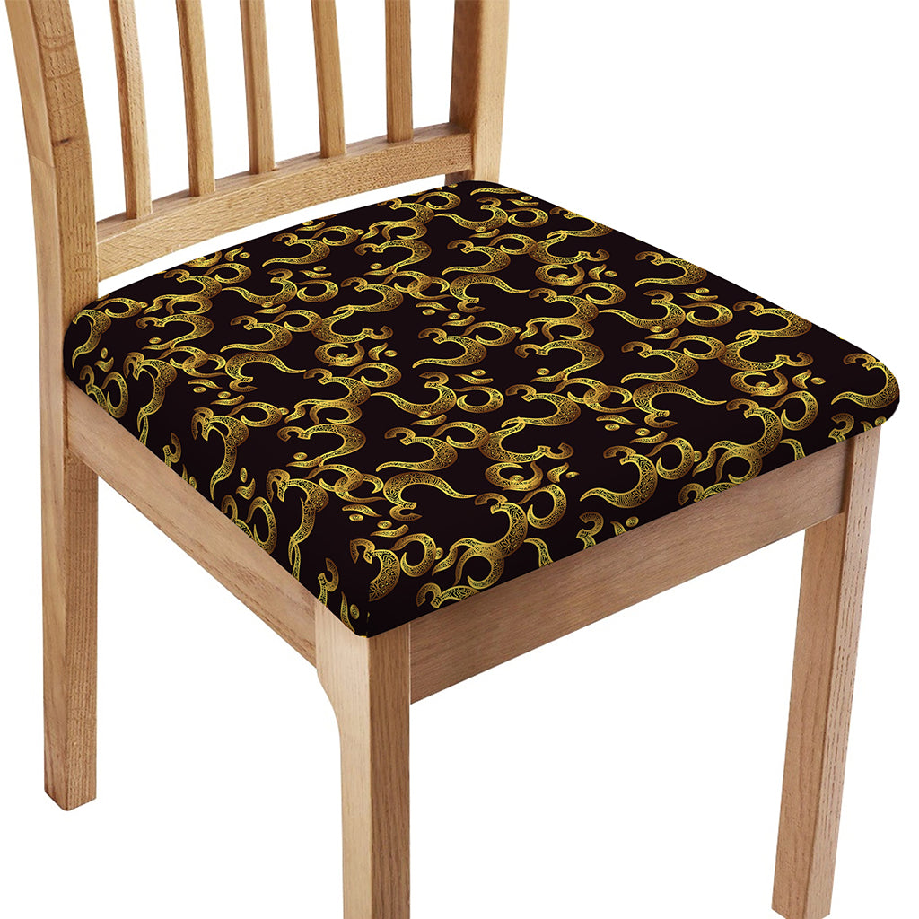 Gold Om Symbol Pattern Print Chair Cushion Cover