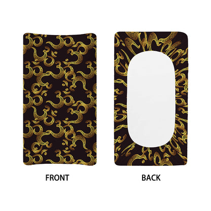 Gold Om Symbol Pattern Print Changing Pad Cover