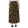 Gold Om Symbol Pattern Print Chiffon Maxi Skirt