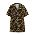 Gold Om Symbol Pattern Print Cotton Hawaiian Shirt