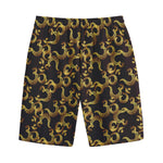Gold Om Symbol Pattern Print Cotton Shorts
