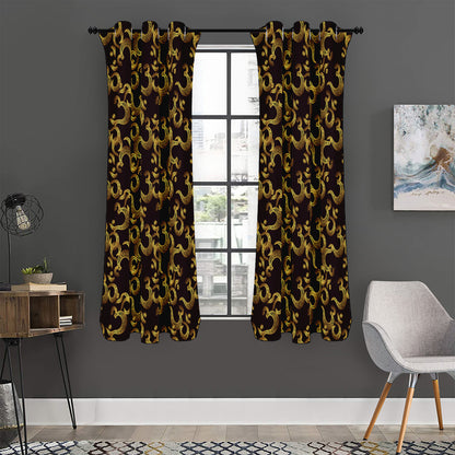 Gold Om Symbol Pattern Print Curtain