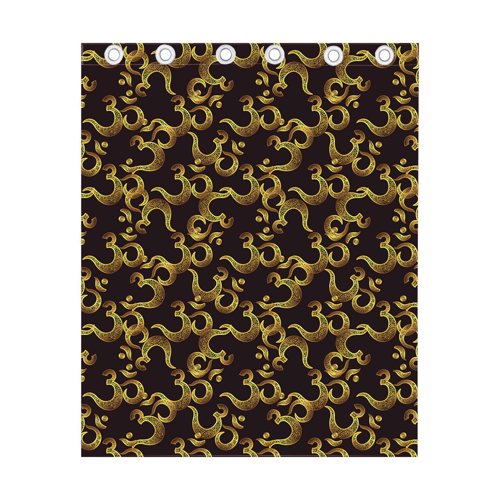 Gold Om Symbol Pattern Print Curtain