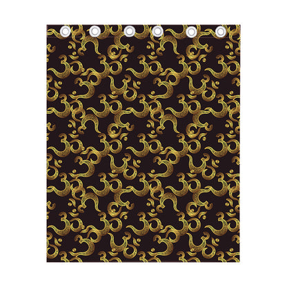 Gold Om Symbol Pattern Print Curtain