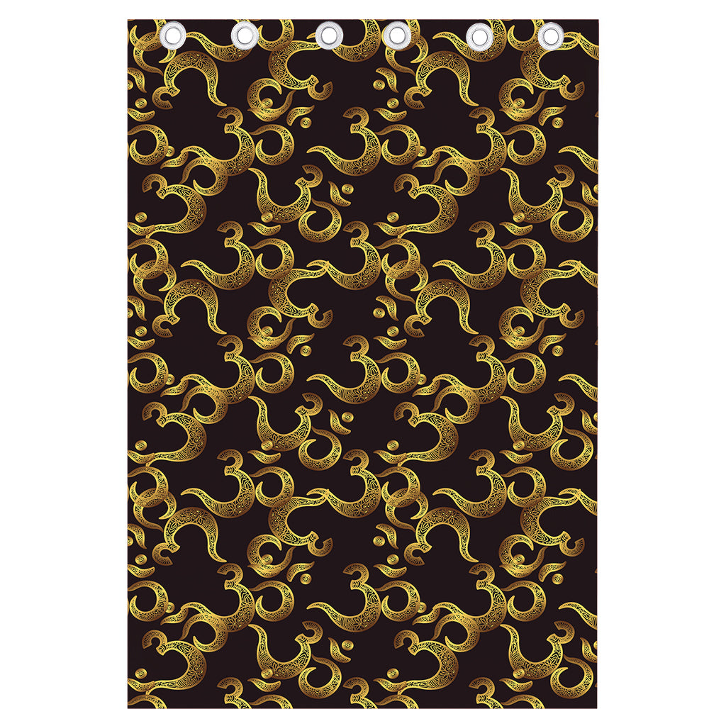 Gold Om Symbol Pattern Print Curtain