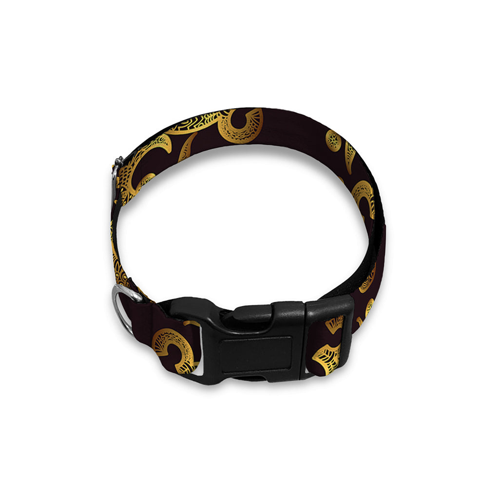 Gold Om Symbol Pattern Print Dog Collar