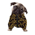 Gold Om Symbol Pattern Print Dog Zip Up Jacket