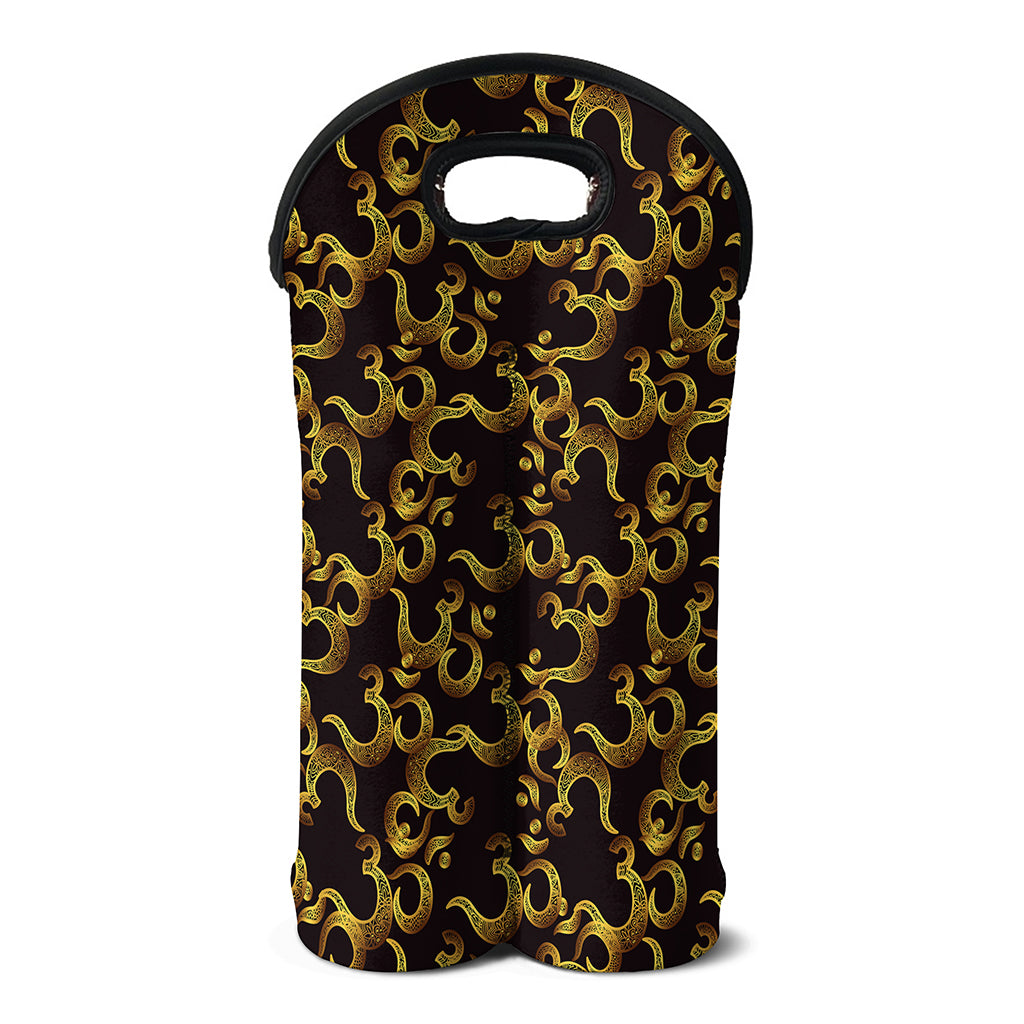 Gold Om Symbol Pattern Print Double Neoprene Wine Tote