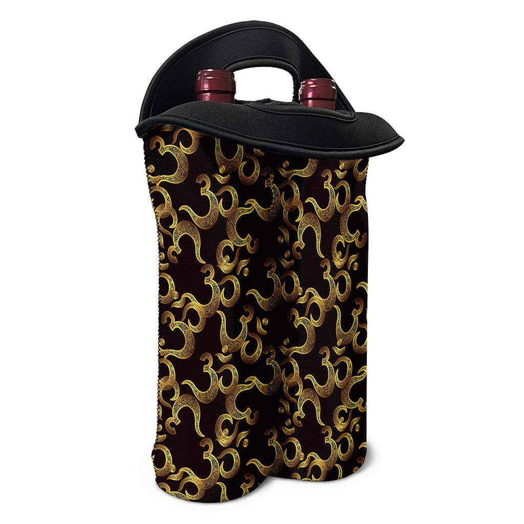 Gold Om Symbol Pattern Print Double Neoprene Wine Tote