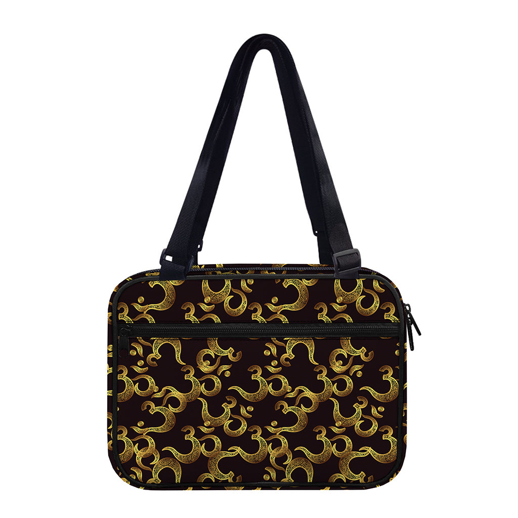 Gold Om Symbol Pattern Print Double Strap Bible Bag