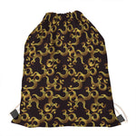 Gold Om Symbol Pattern Print Drawstring Bag
