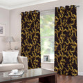 Gold Om Symbol Pattern Print Extra Wide Grommet Curtains