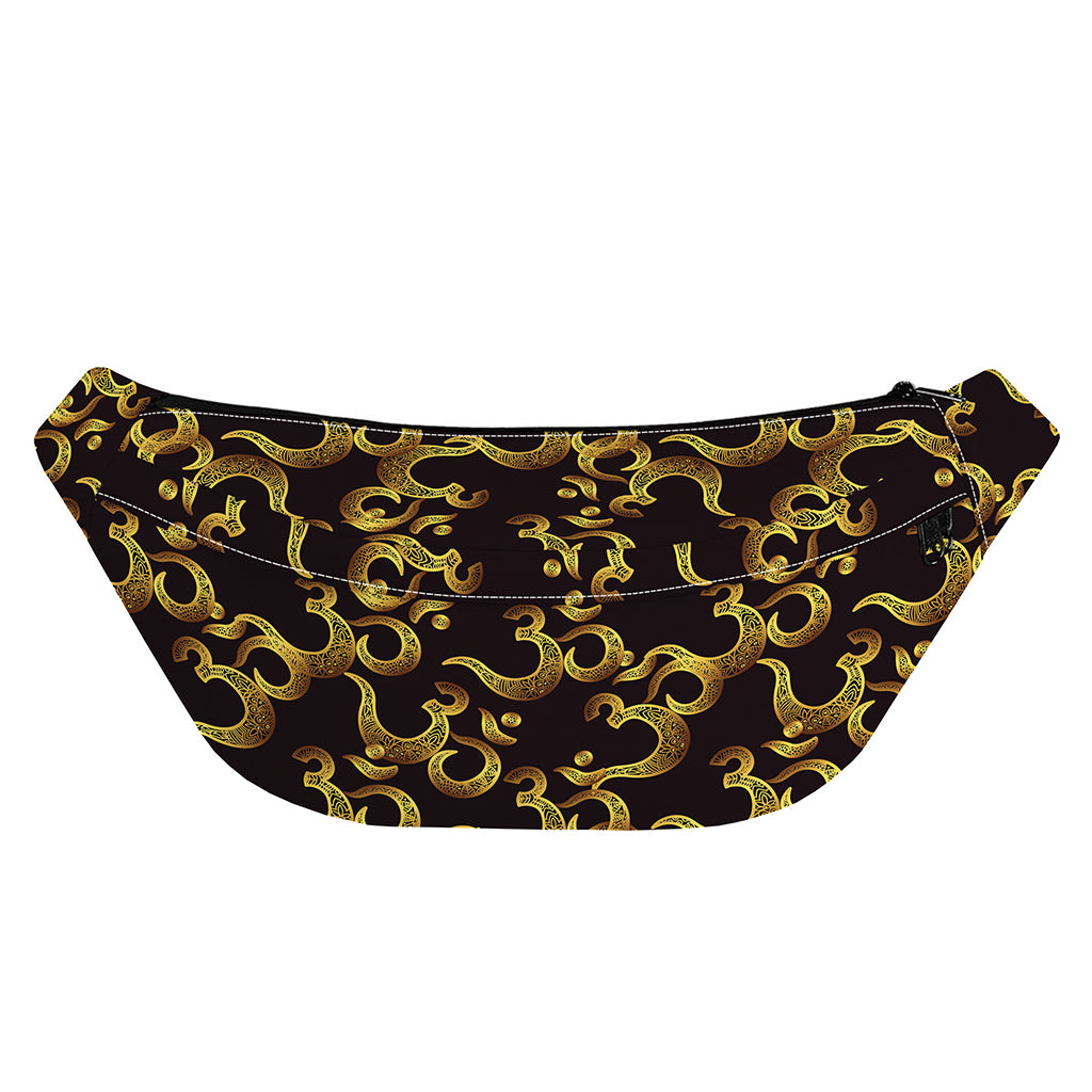 Gold Om Symbol Pattern Print Fanny Pack