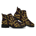 Gold Om Symbol Pattern Print Flat Ankle Boots