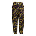Gold Om Symbol Pattern Print Fleece Lined Knit Pants