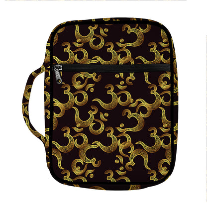 Gold Om Symbol Pattern Print Front Pocket Bible Bag